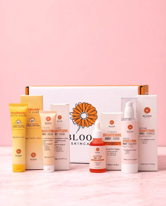 Bloom Skincare Skin Whitening Bundle – kojic acid brightening cream, glutathione serum, glow facewash & SPF40